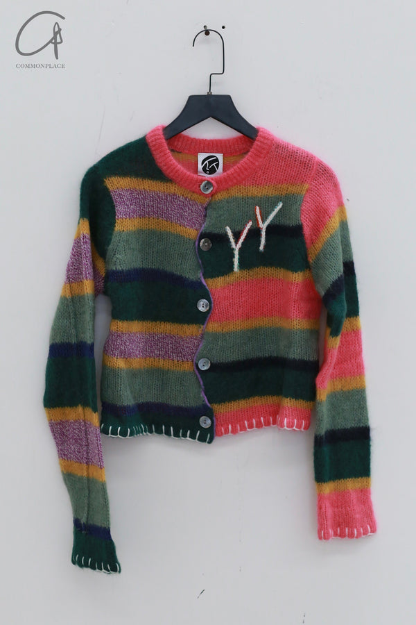 YANYAN KNITS 24 Autumn and Winter Alpaca Striped Cardigan YYK-YYW24-1351-PINSE Colorblocking